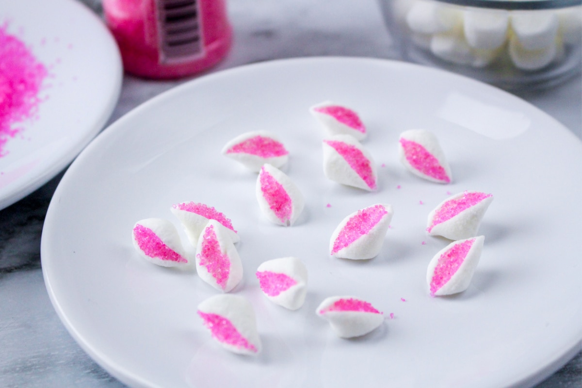 Mini marshmallows made to look like bunny ears