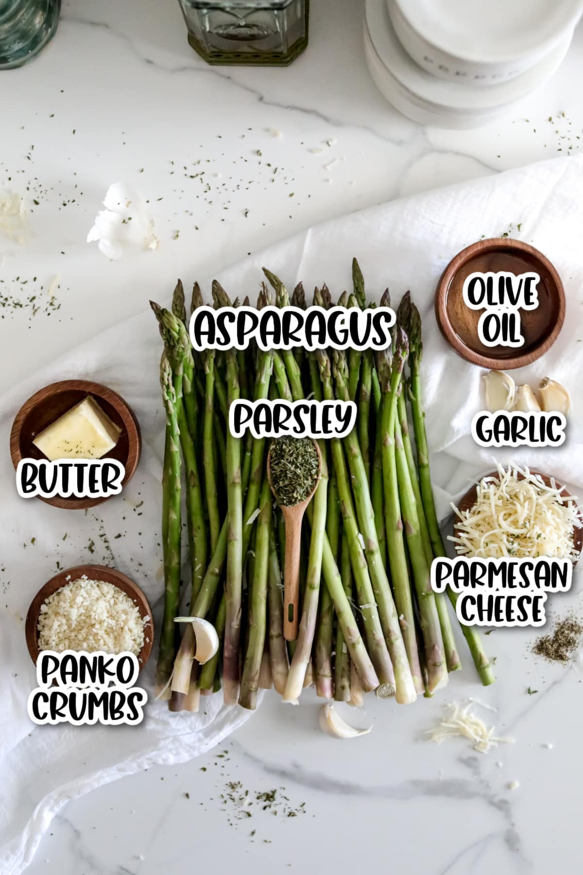 Ingredients for garlic parmesan asparagus