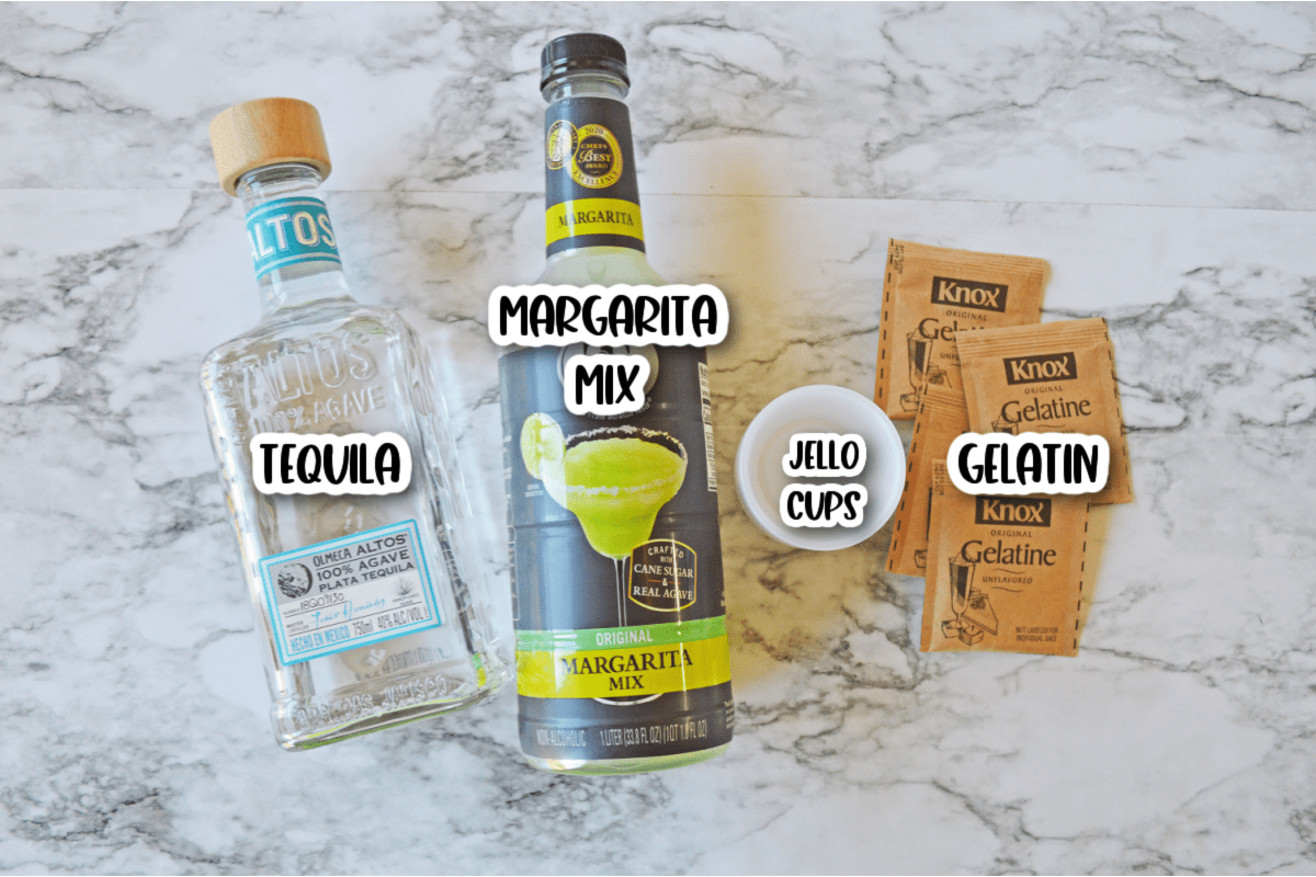 Ingredients for Margarita Jello shots with margarita mix