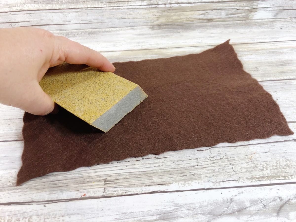 Using sandpaper to make felt look like fur