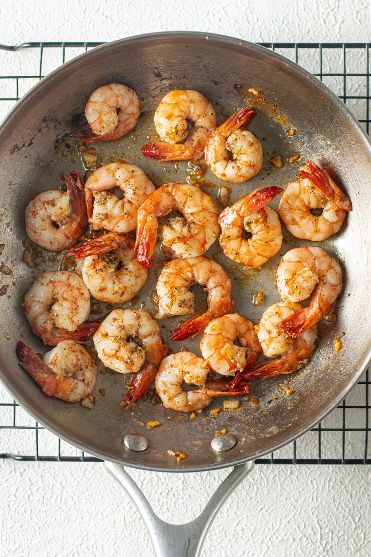 Shrimp in pan with garlic
