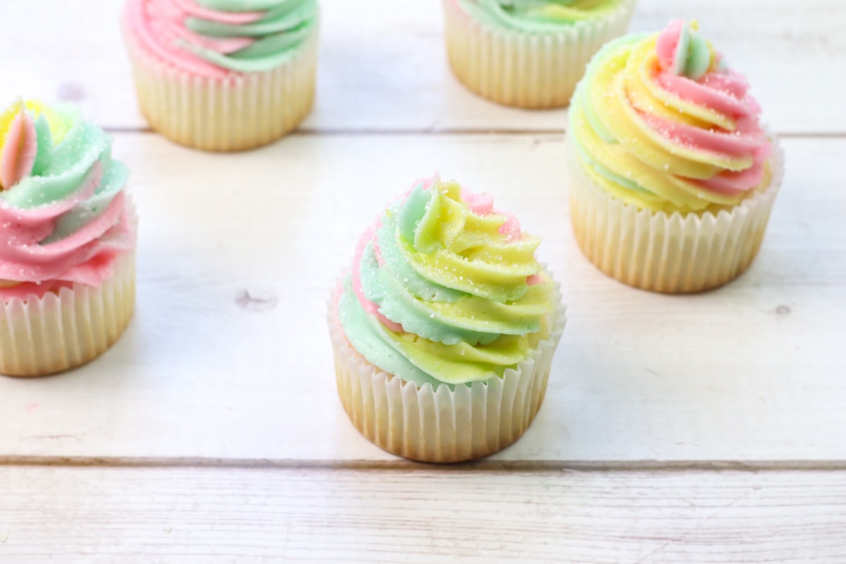 Cupcakes with rainbow frosting