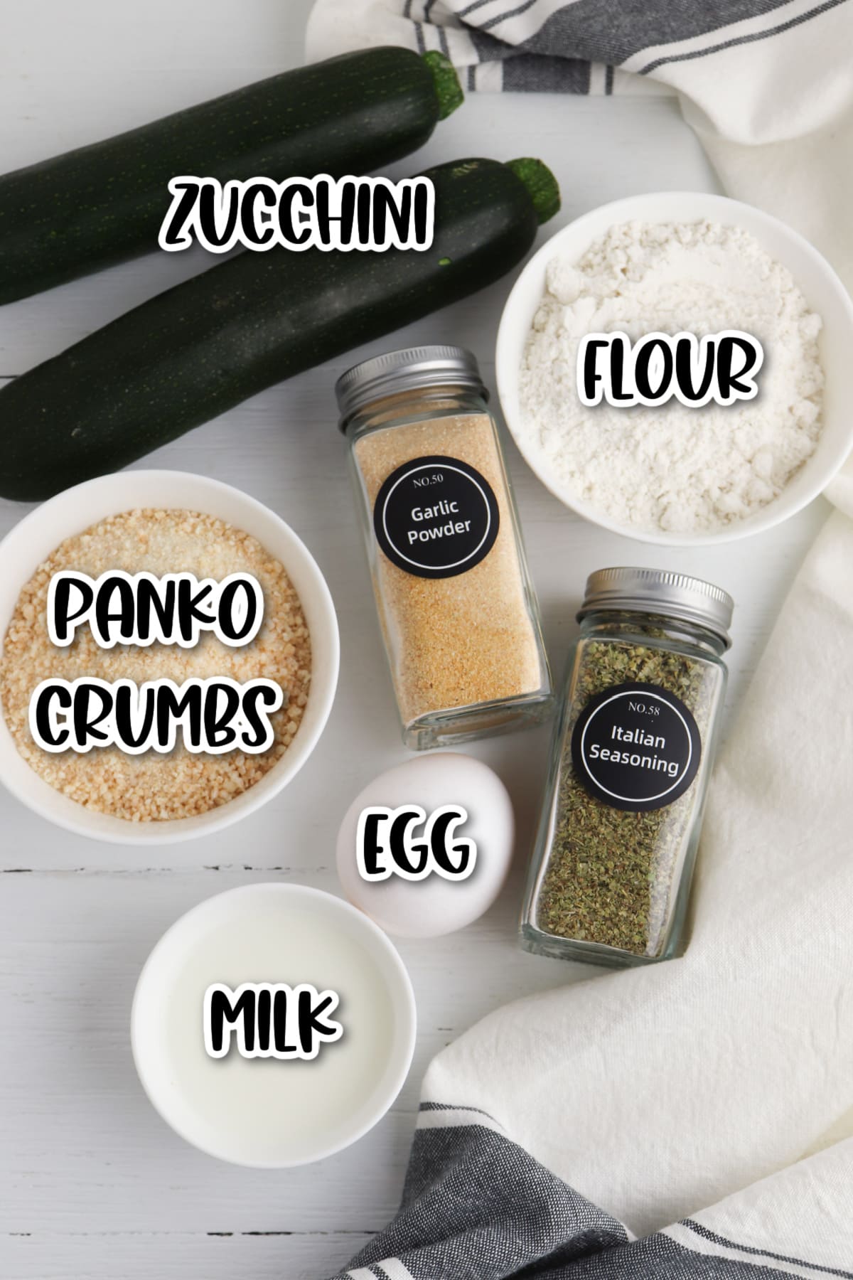 Ingredients for baked zucchini fries