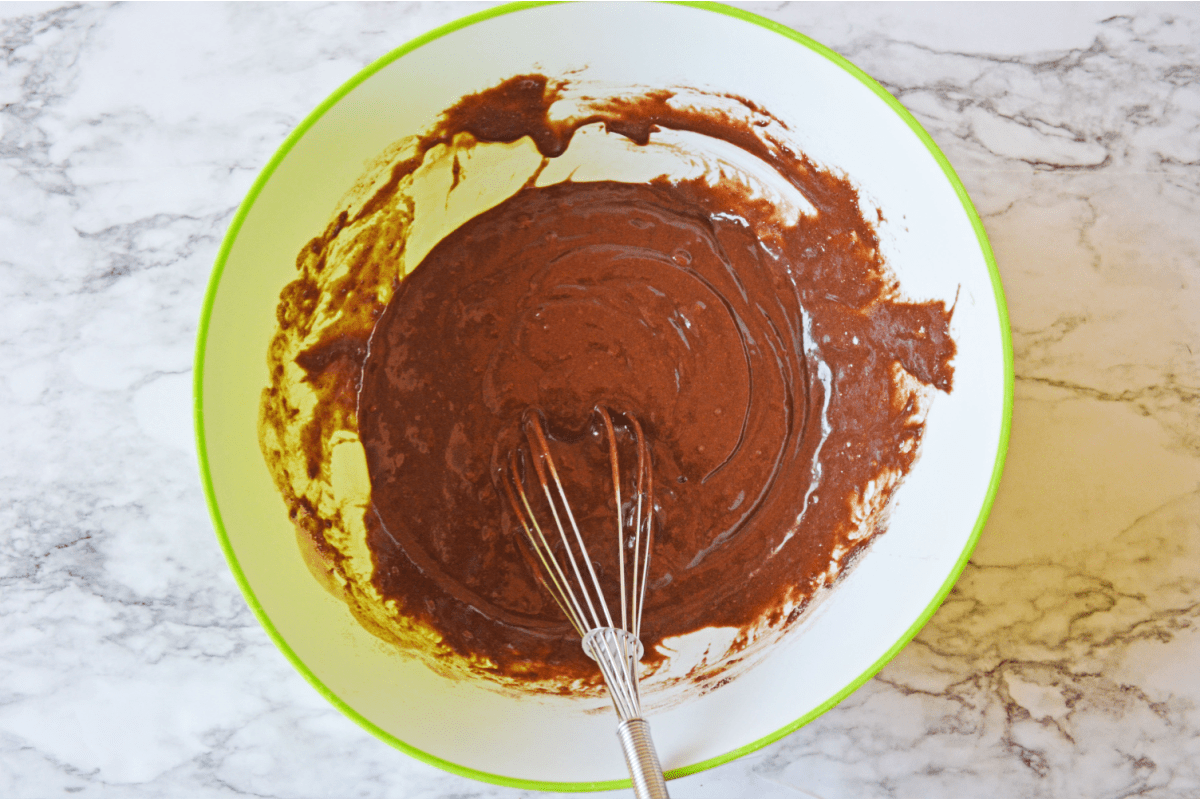 Ingredients for brownies in bowl