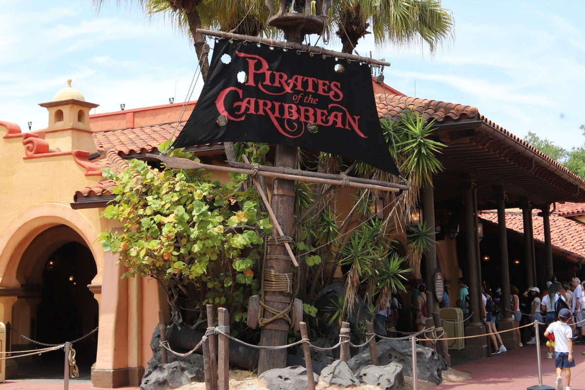 Sign in front of Disney's Pirates Of The Caribbean ride