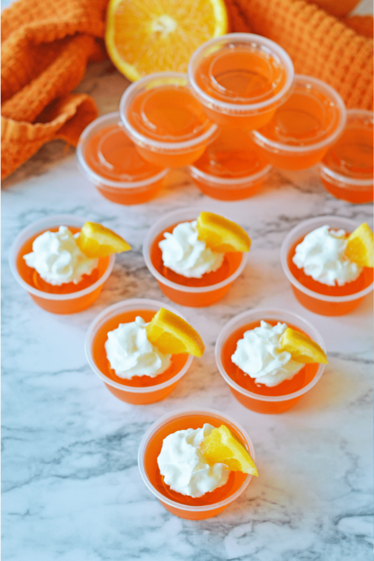 Orange creamsicle jello shots from above