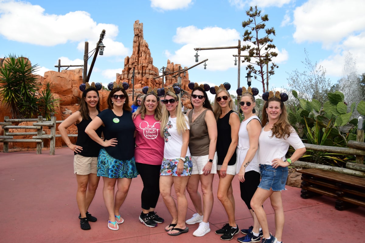 Group of ladies in front of Thunder Mountain
