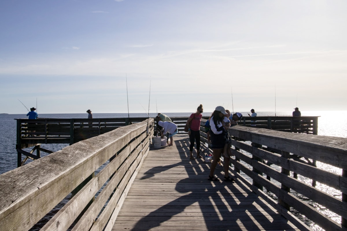 People fishing on a pier