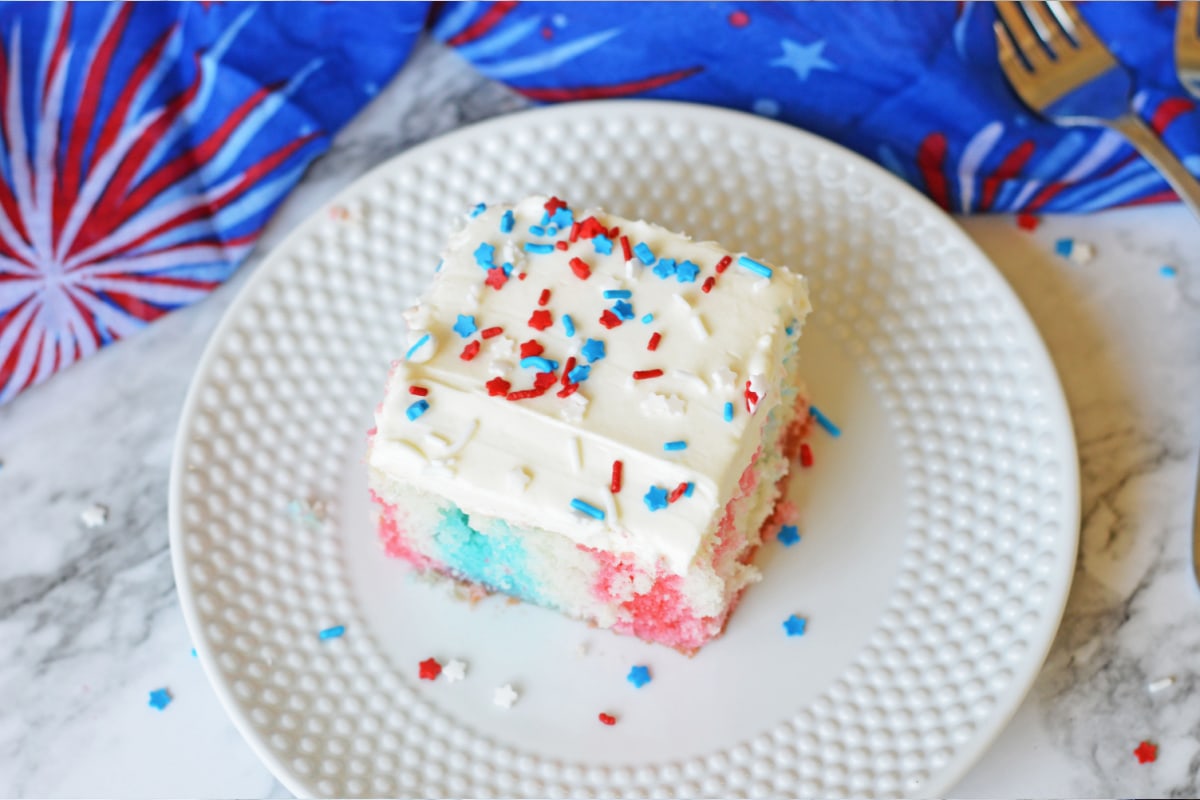 Fourth of July Poke cake from above
