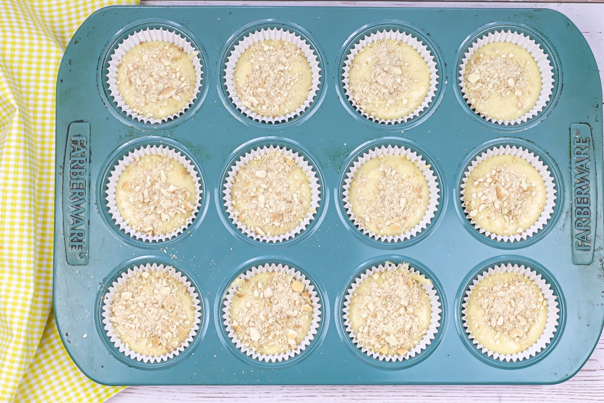 Cupcake batter in muffin tin