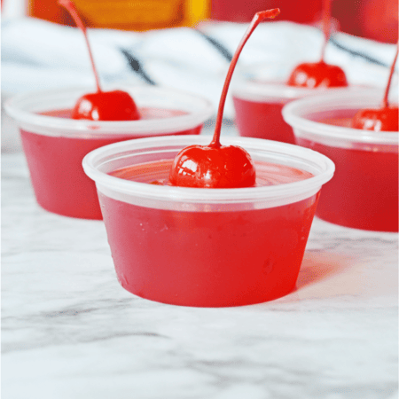 Fireball jello shots with cherries