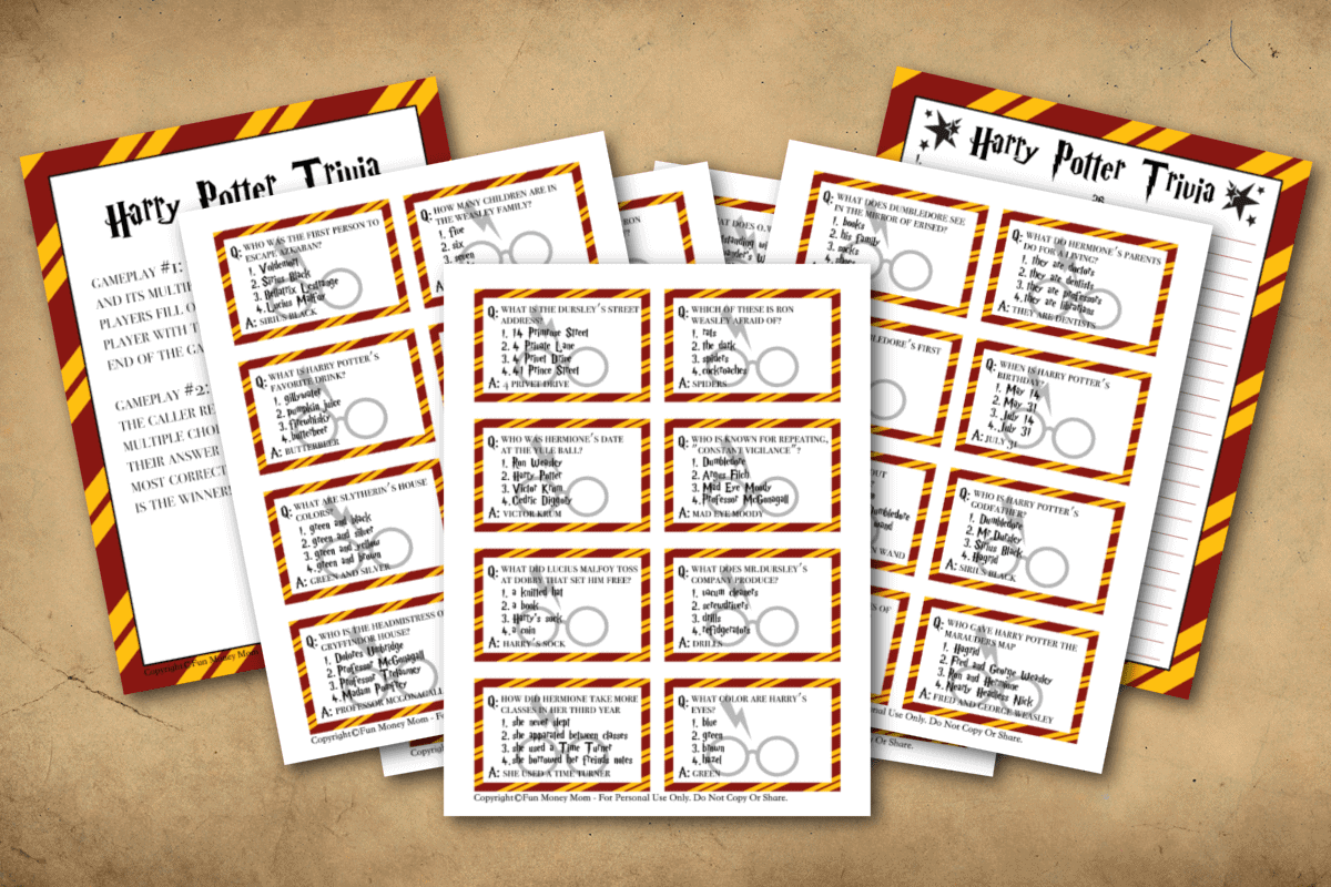 DIY Harry Potter Trivial Pursuit Game with Free Printables  Harry potter  diy, Harry potter trivial pursuit, Harry potter printables free