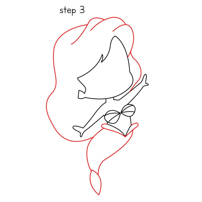 Step 3 for How To Draw The Little Mermaid