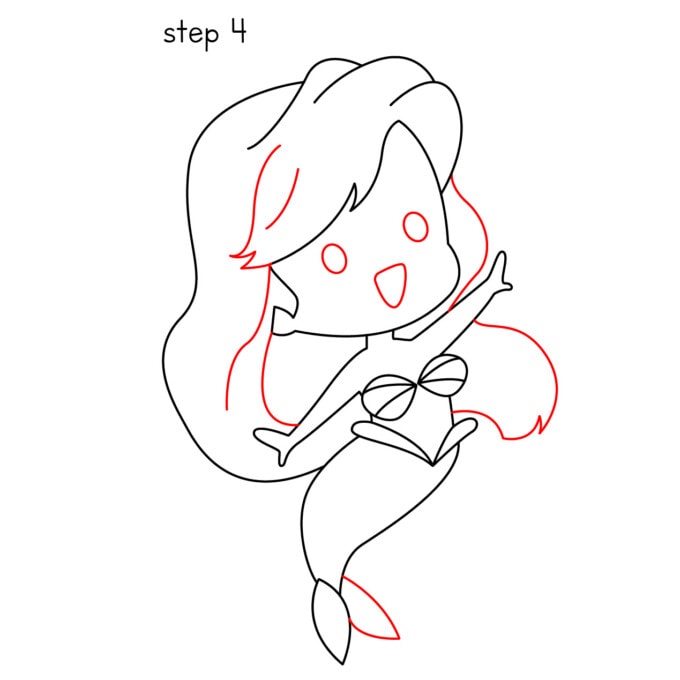 Step 4 for How To Draw The Little Mermaid