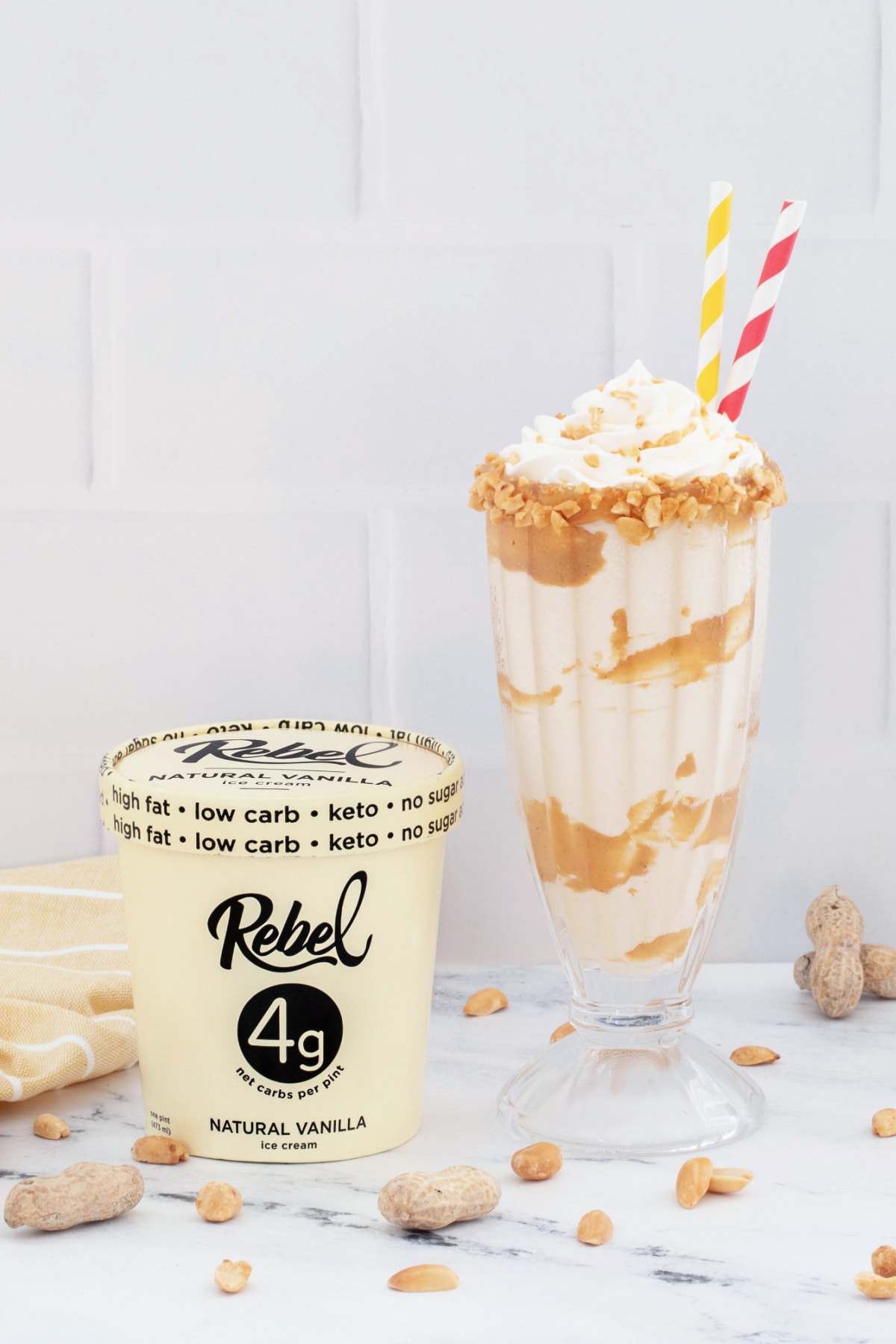 Milkshake with carton of Rebel Ice Cream