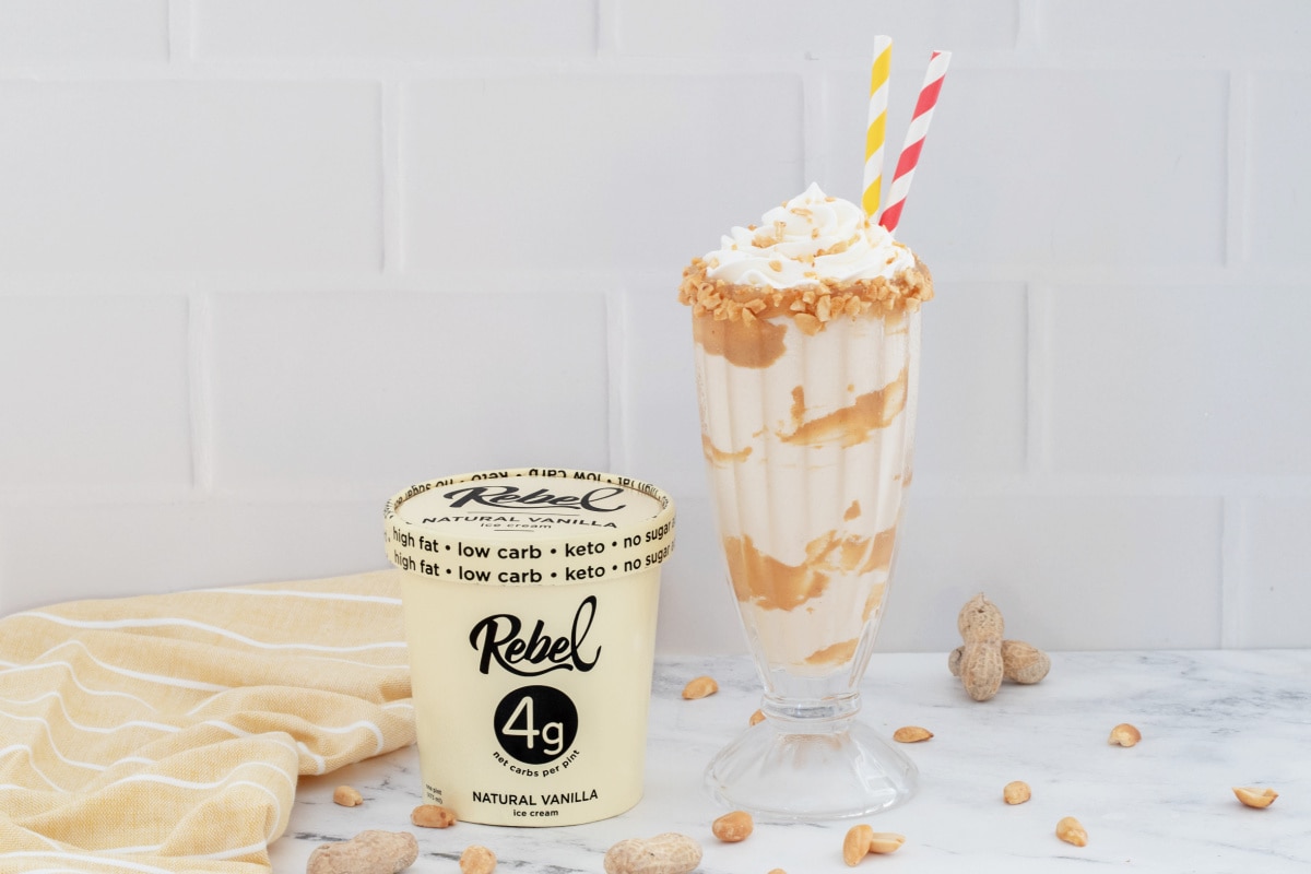 Peanut butter milkshake with Rebel Ice Cream