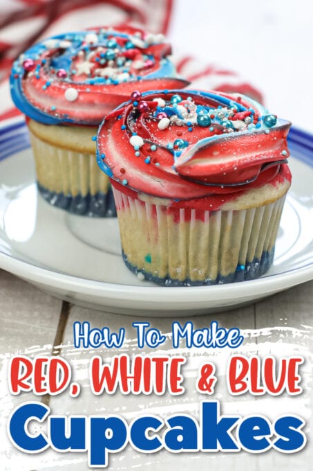 Red White and Blue Cupcakes recipe Pin 1