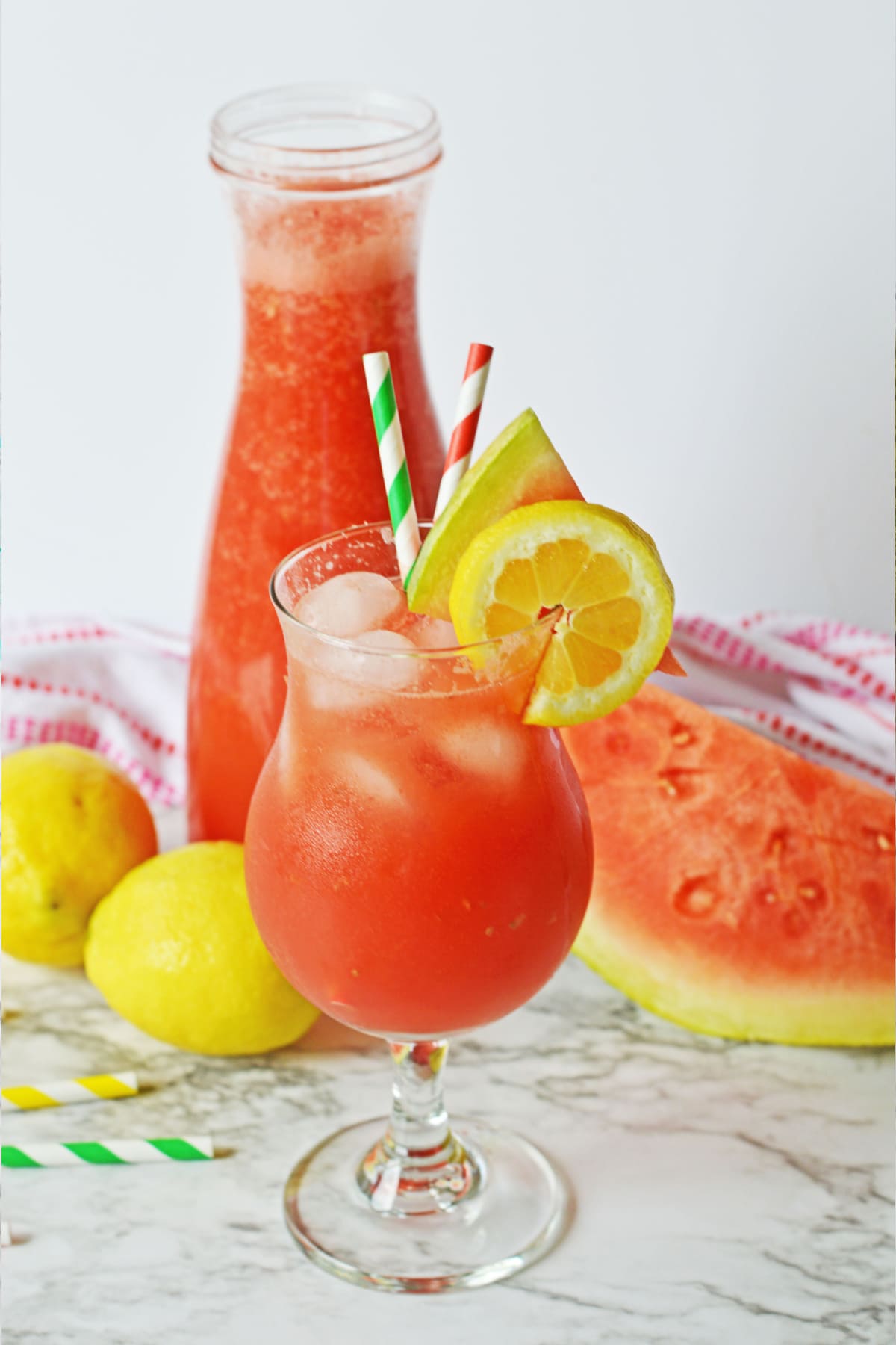 Glass of watermelon lemonade