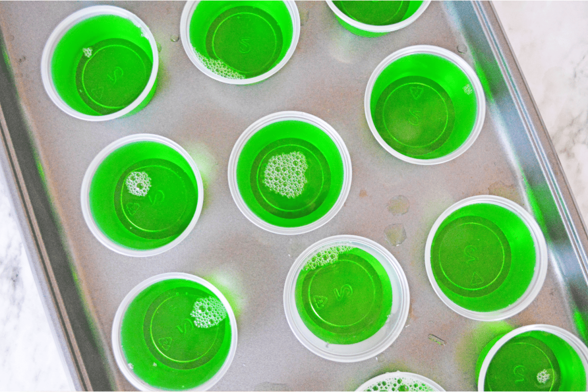 Shot cups filled with jello mix