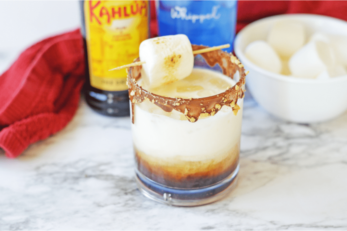 S'mores cocktail with roasted marshmallow