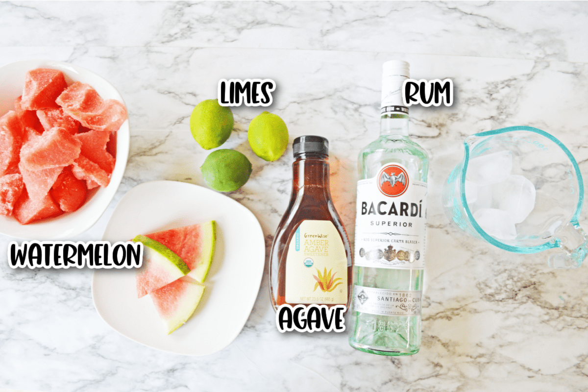 Ingredients for watermelon daiquiri