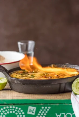 Tequila Lime Flaming Queso