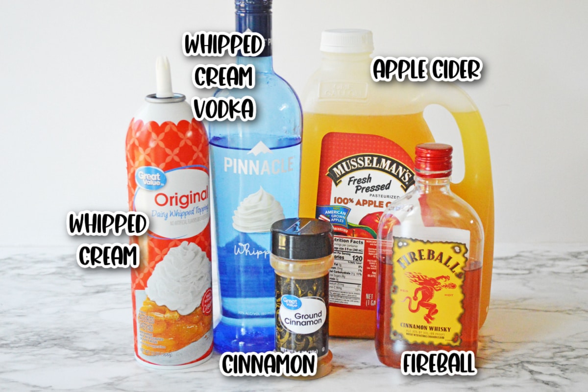 Ingredients for apple pie shots