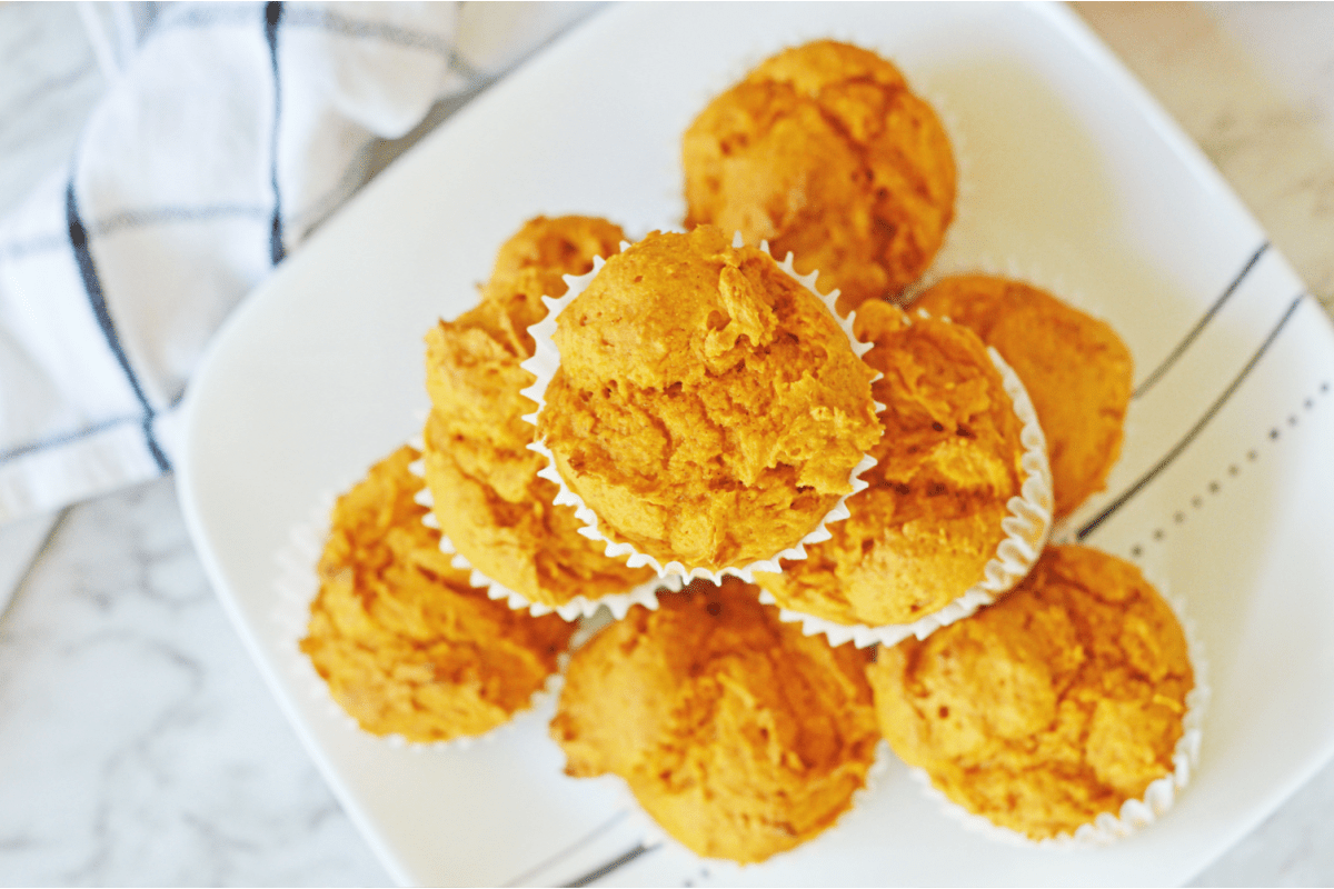 Cake mix pumpkin muffins from above