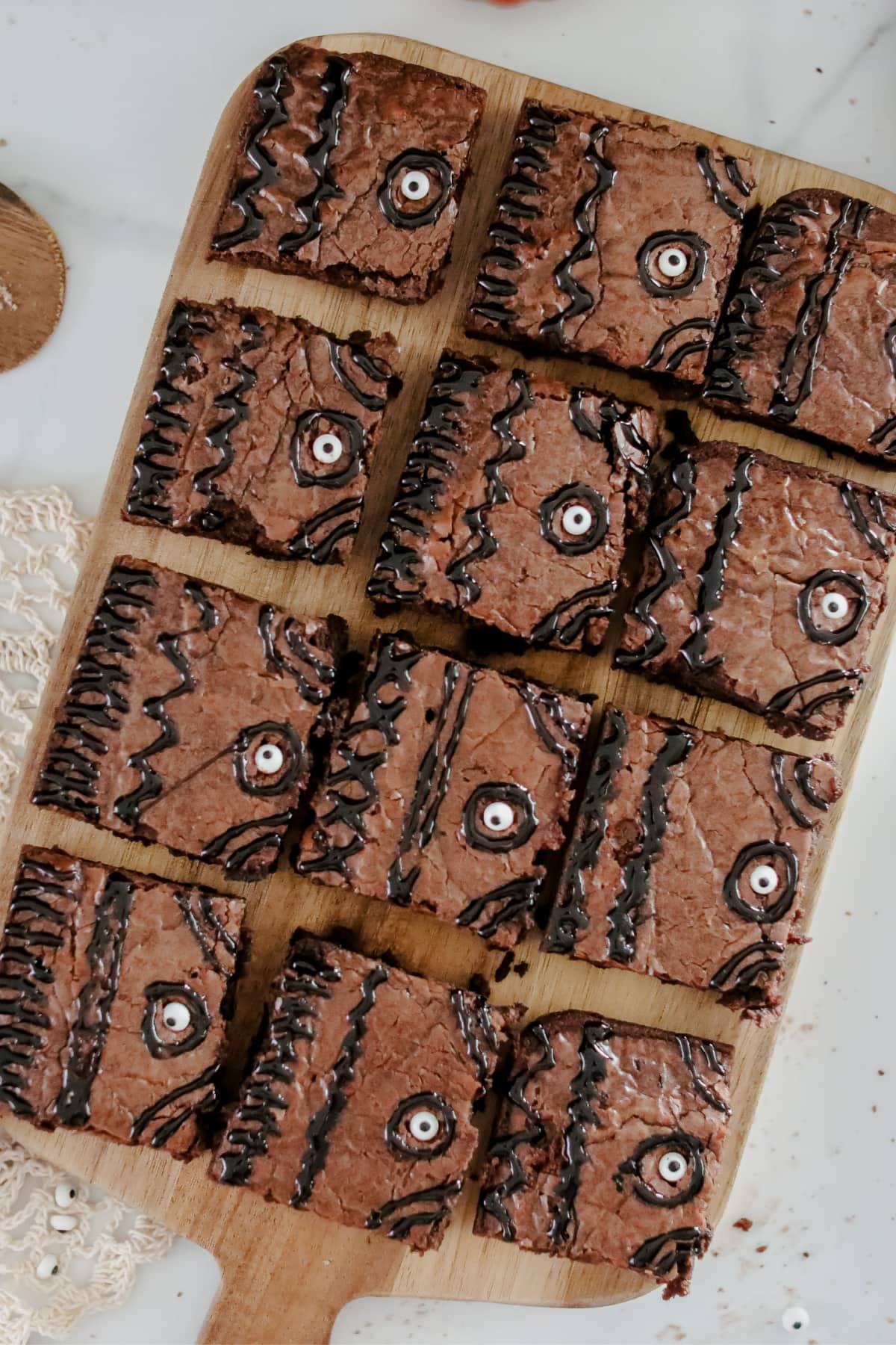 Harry Potter Spellbook Brownies on wooden board