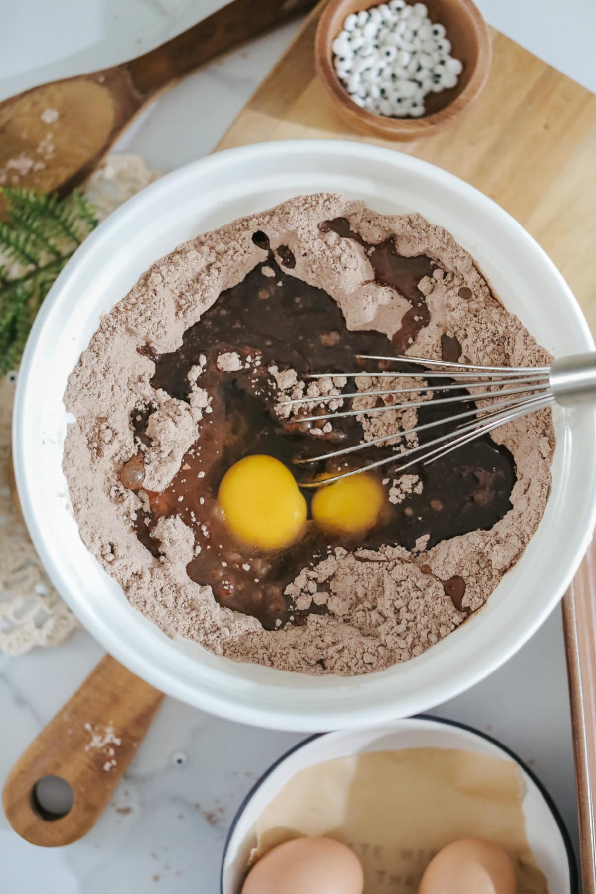Brownie mix ingredients in bowl