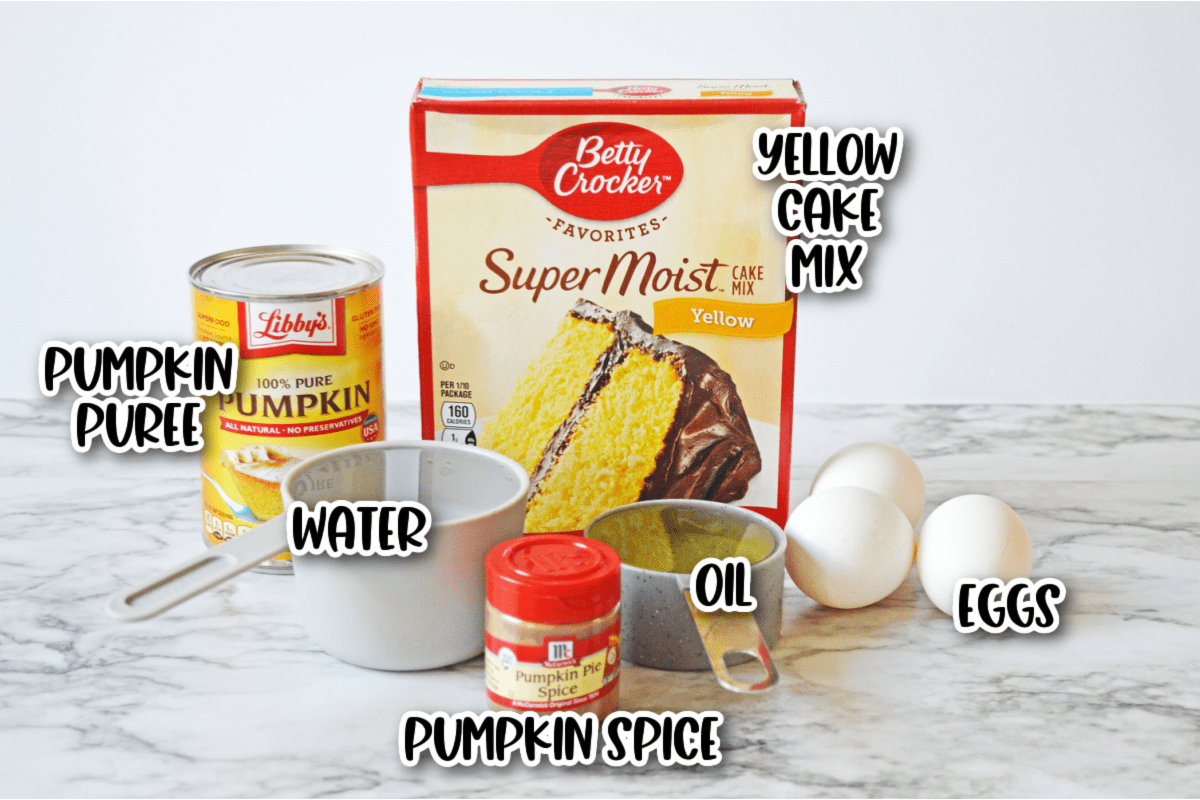 Ingredients for pumpkin cupcakes