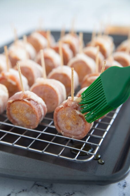 Bacon Wrapped Sausage Bites - Fun Money Mom