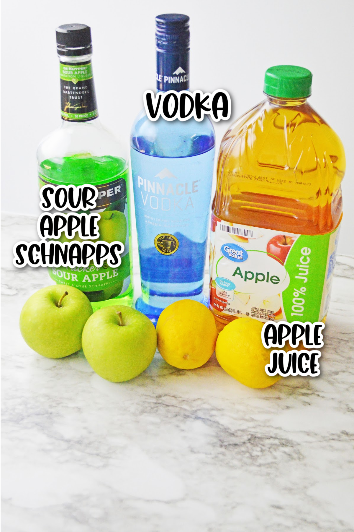 Ingredients for green apple martini