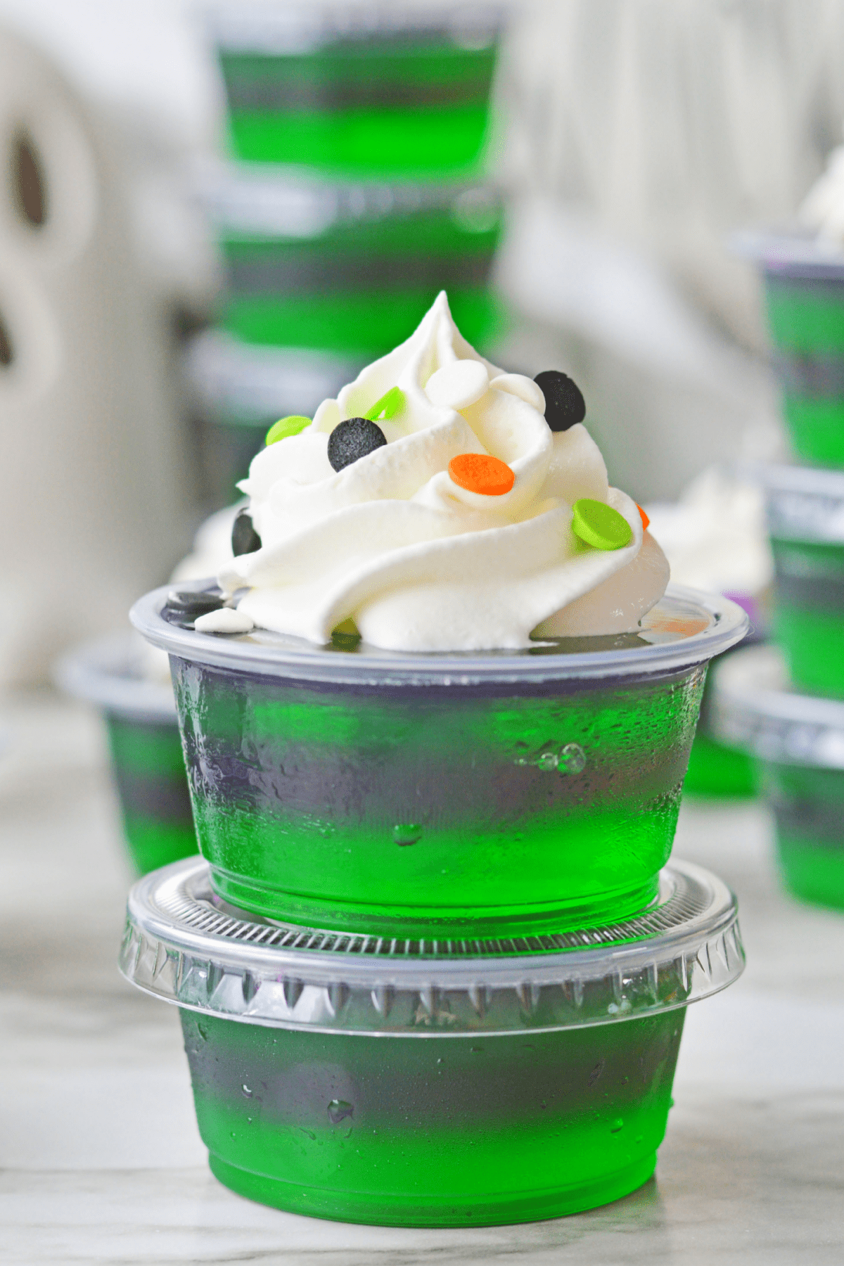 Halloween Jello Shots with whipped cream