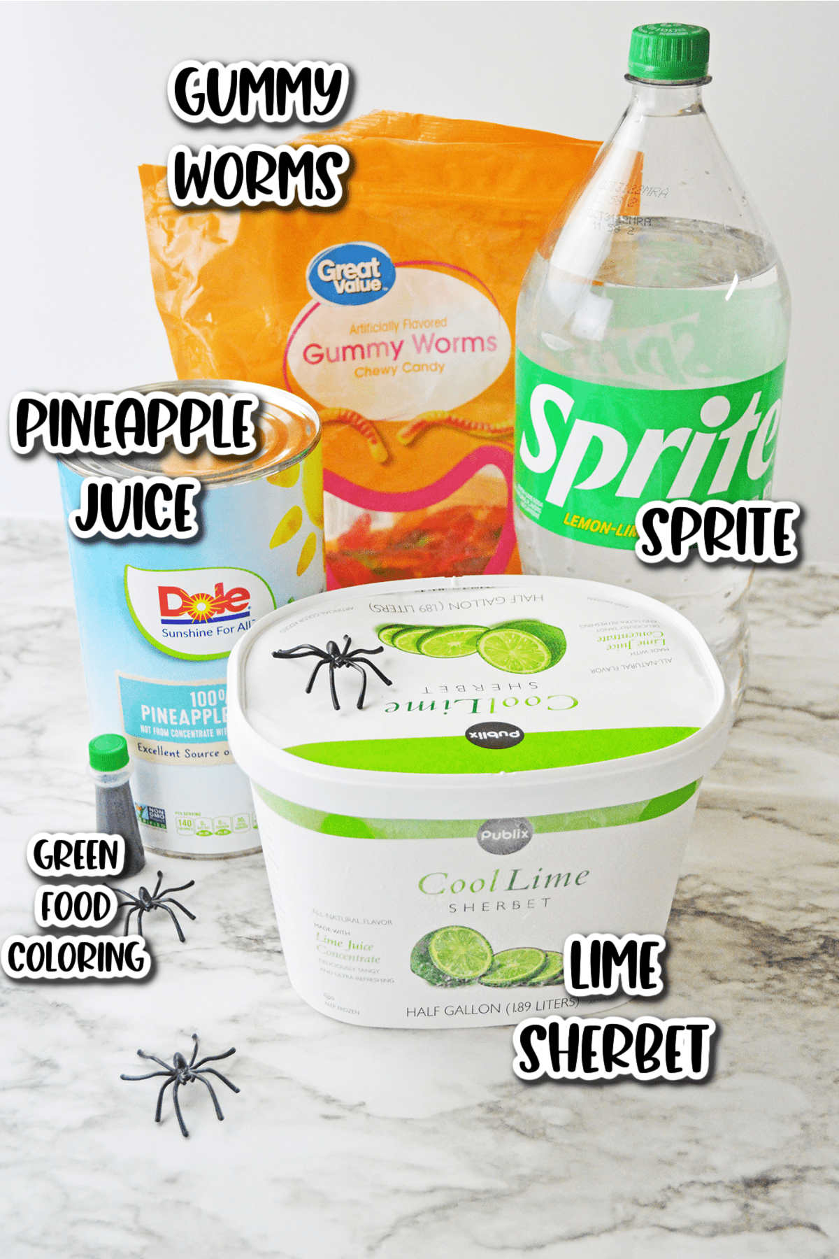 Ingredients for Halloween punch recipe