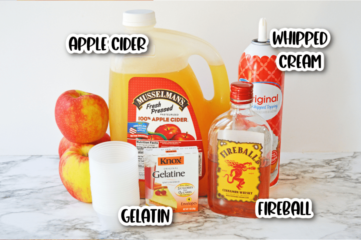 Ingredients for apple cider jello shots