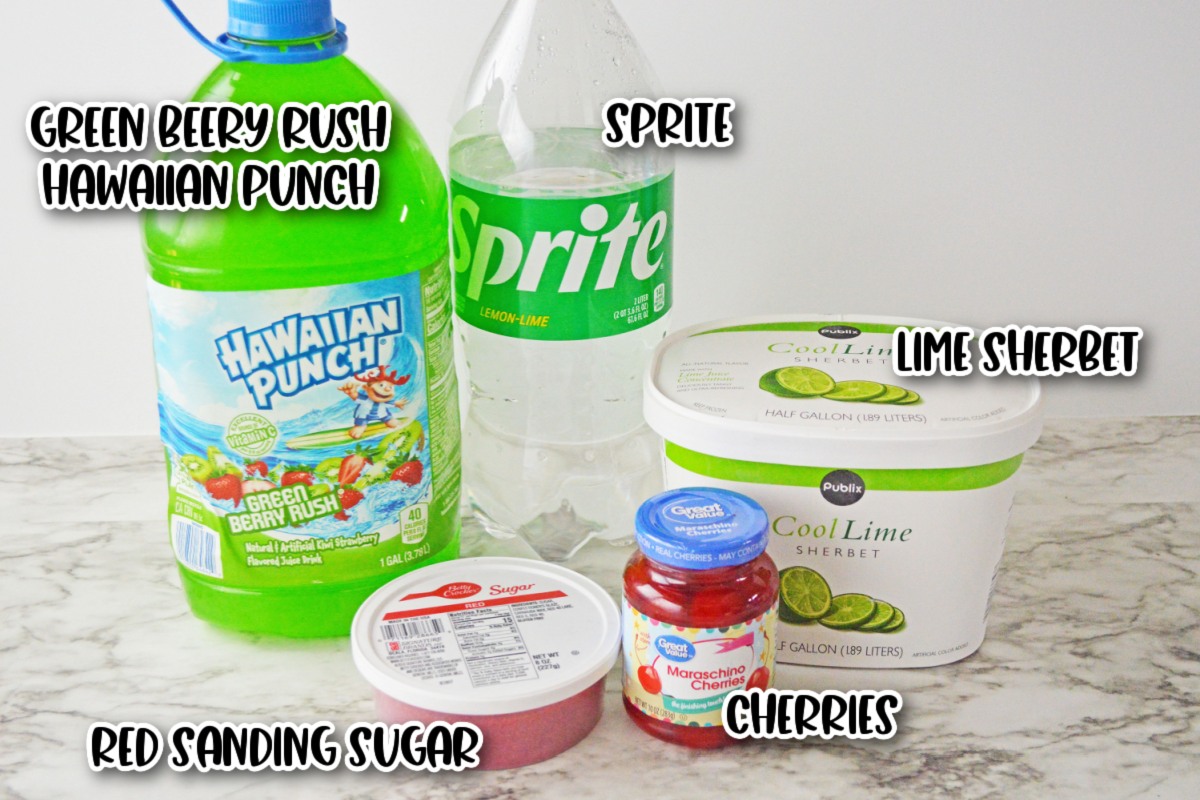 Ingredients for Grinch Punch Recipe