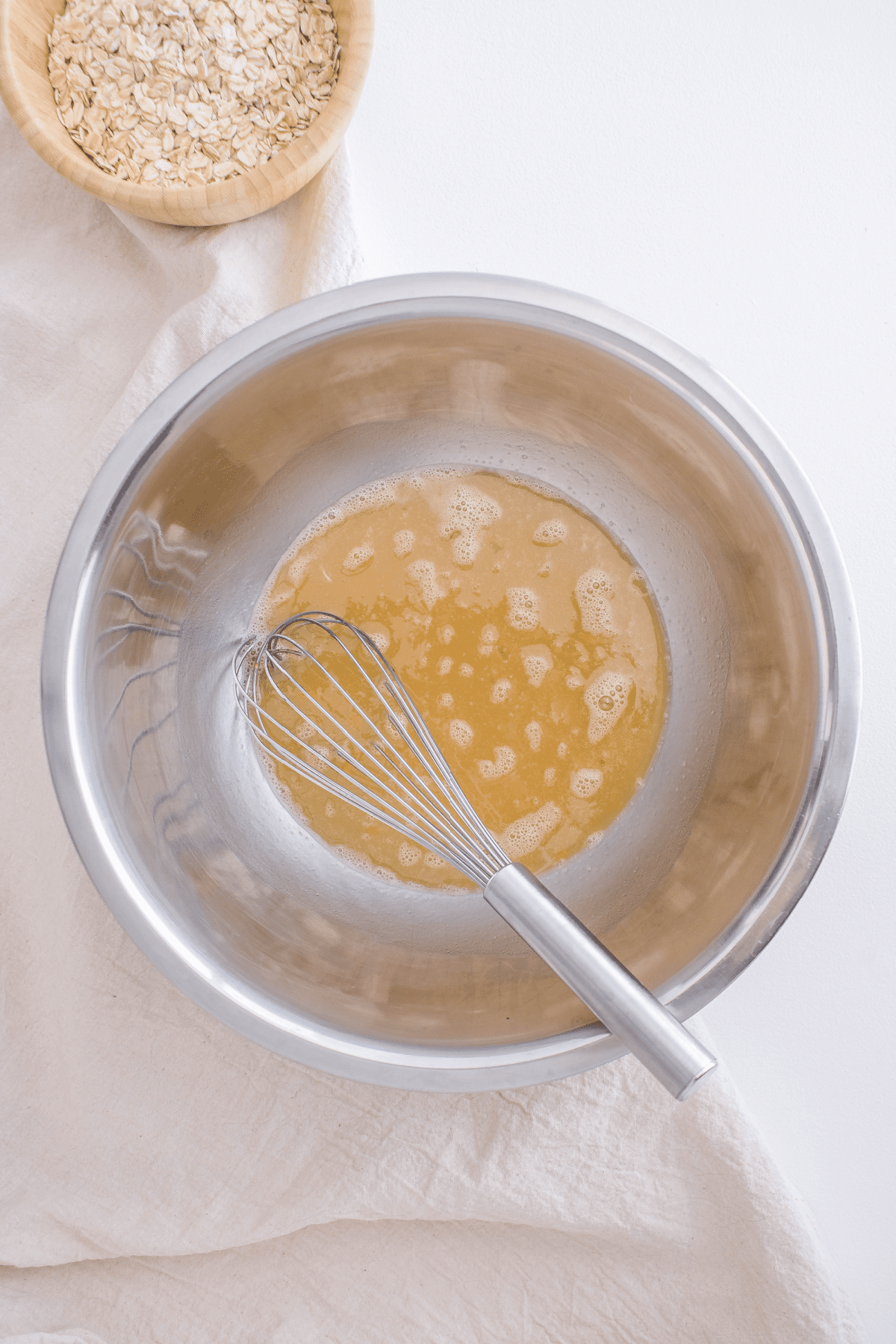 Syrup & coconut oil in mixing bowl