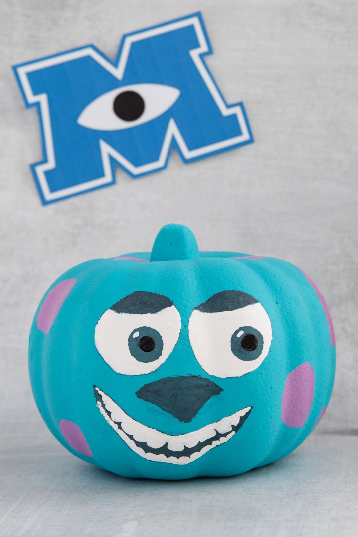 Sully Pumpkin with Monsters Inc sign