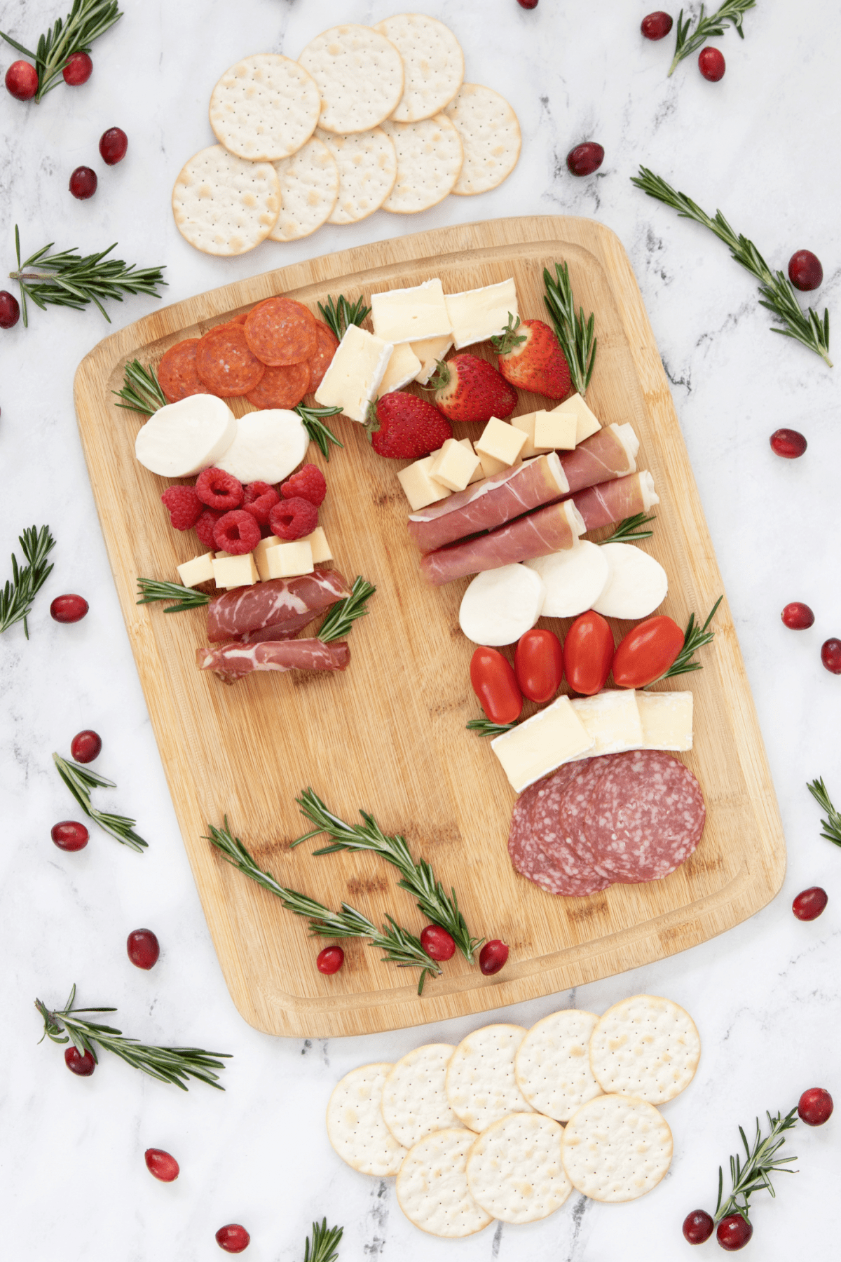 Candy cane inspired charcuterie board