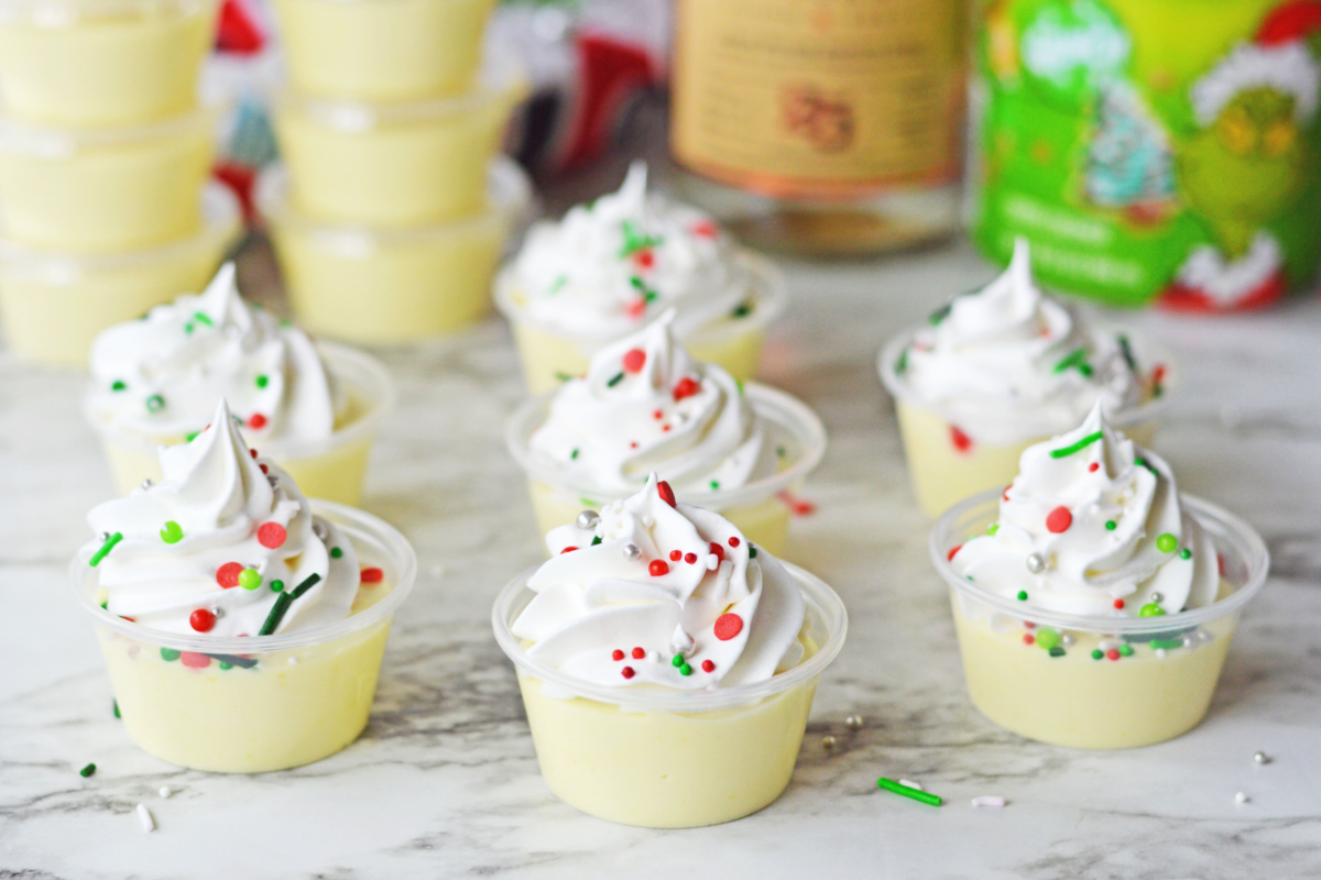 Christmas cookie jello shots with sprinkles
