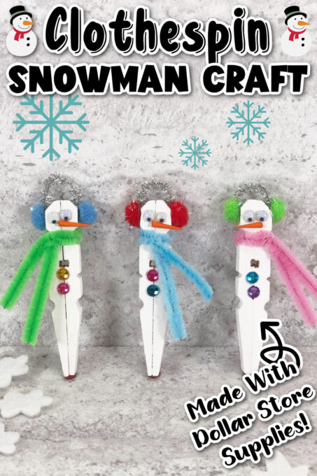 Clothespin Snowman Craft Pin 1
