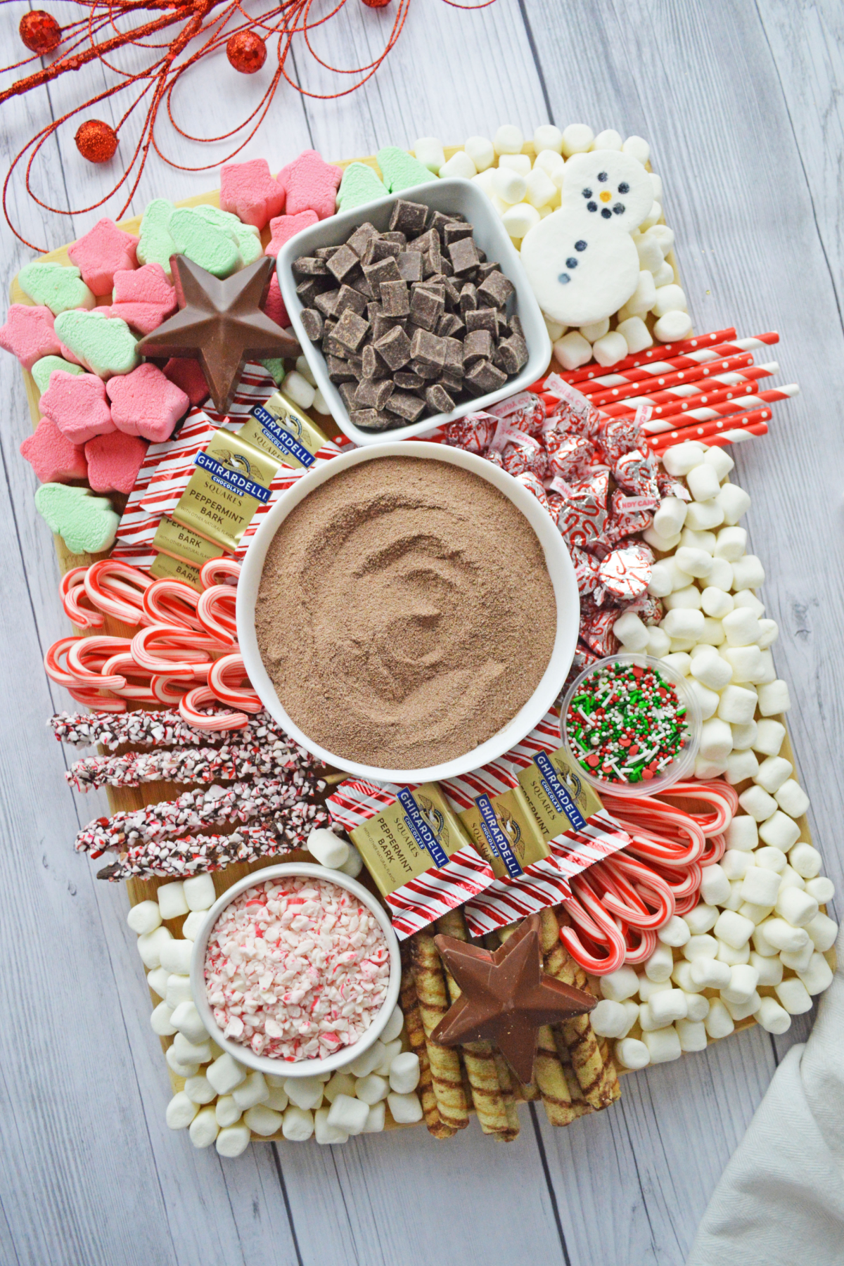 Hot Chocolate Charcuterie Board from above