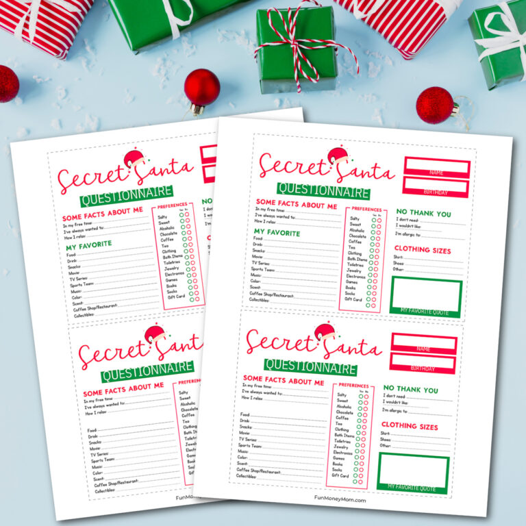 Secret Santa Questionnaire (Free Printable)