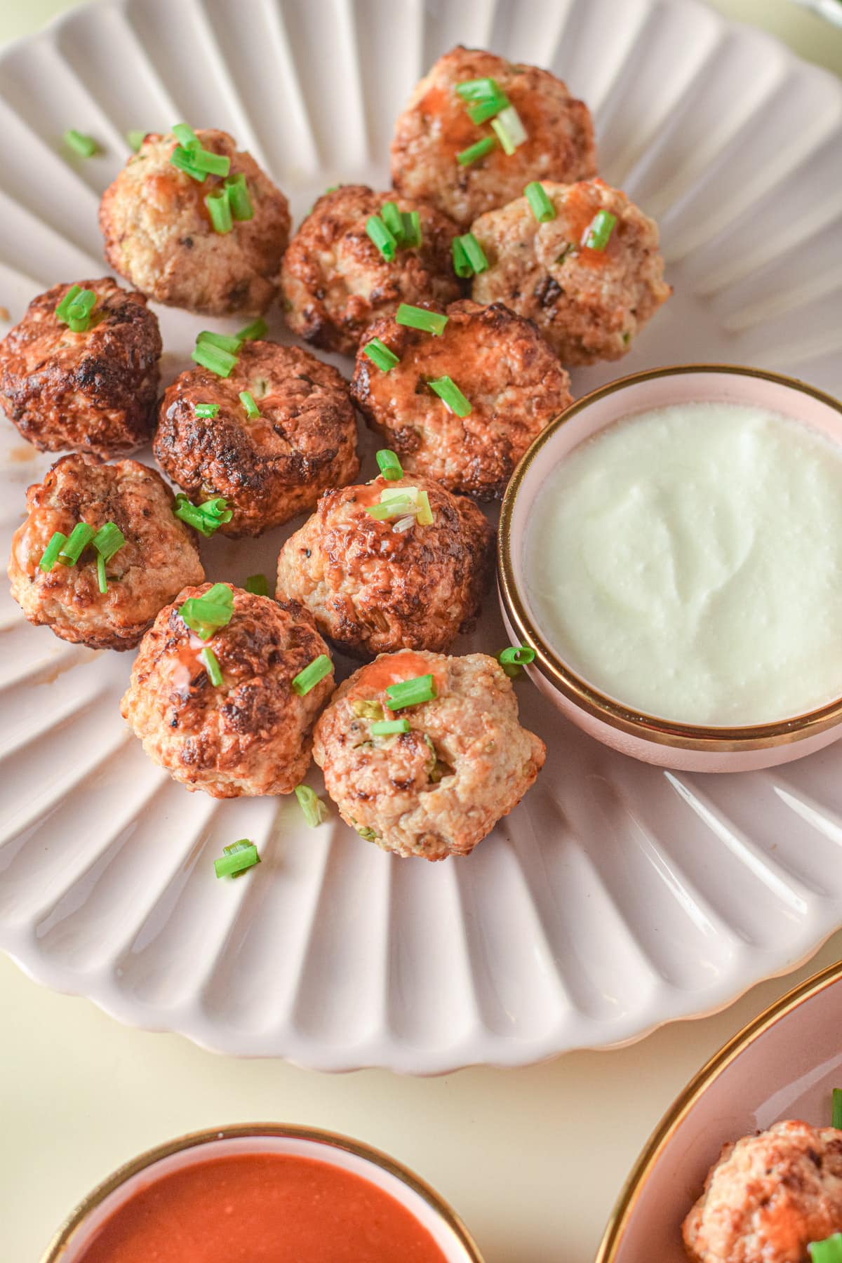 Meatballs with white dipping sauce