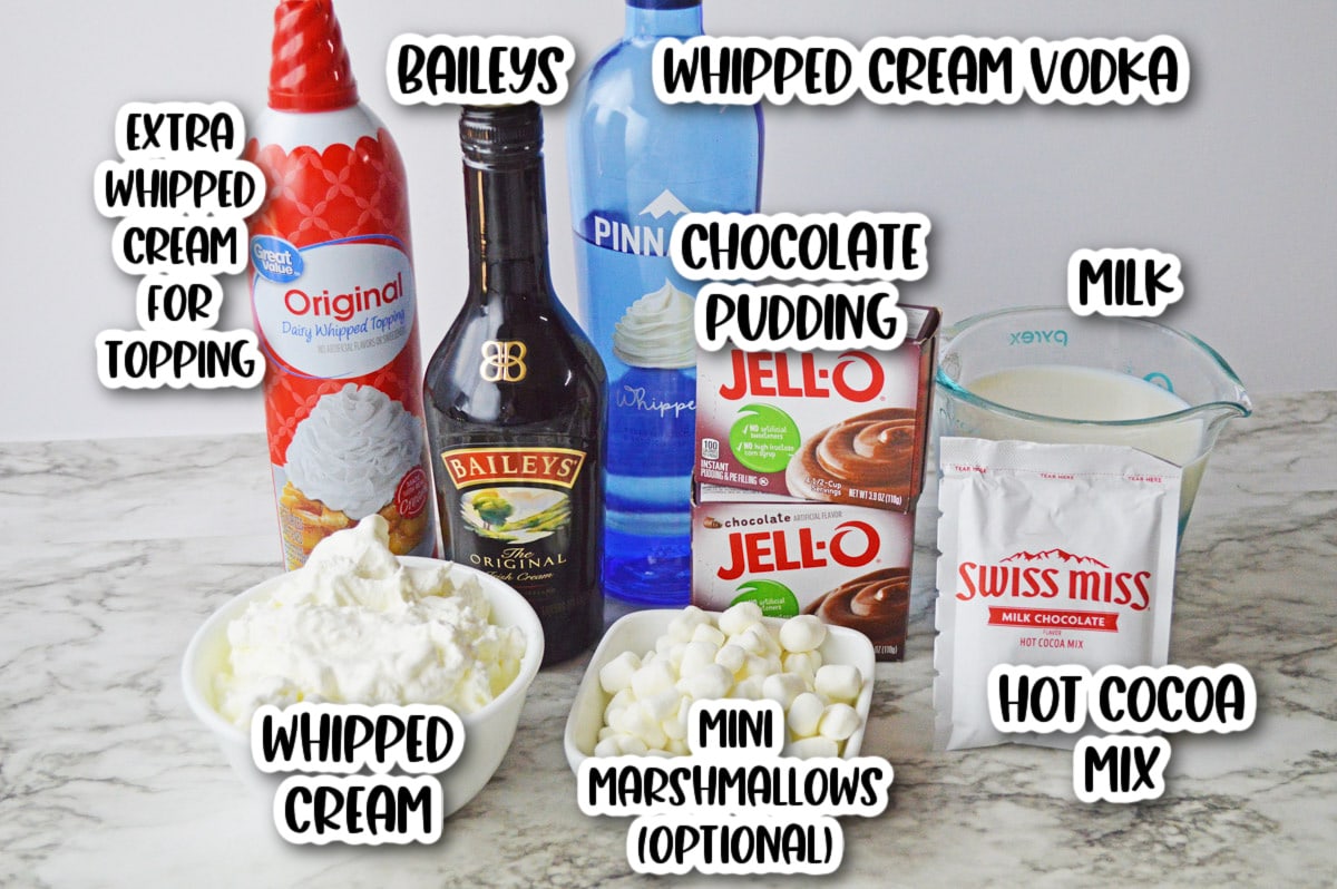 Ingredients for Bailey's Chocolate Pudding Shots