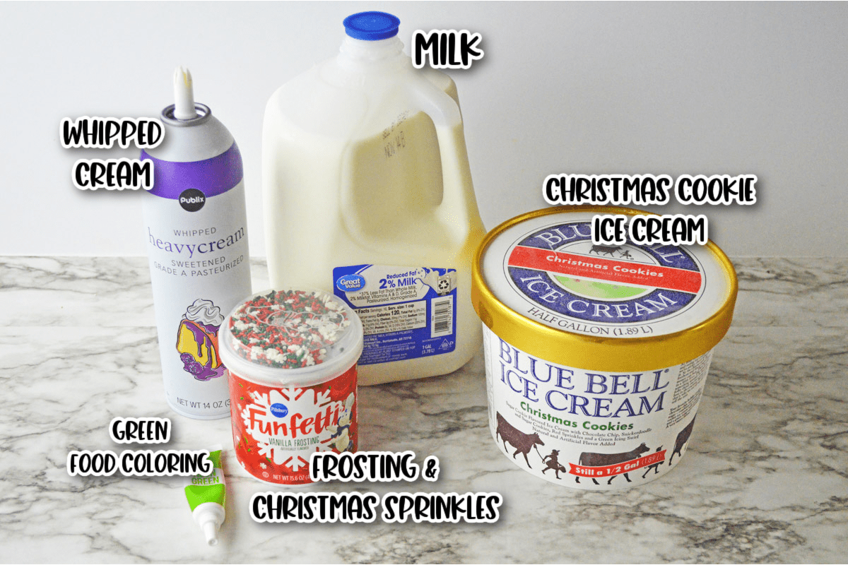 Ingredients for Christmas milkshake