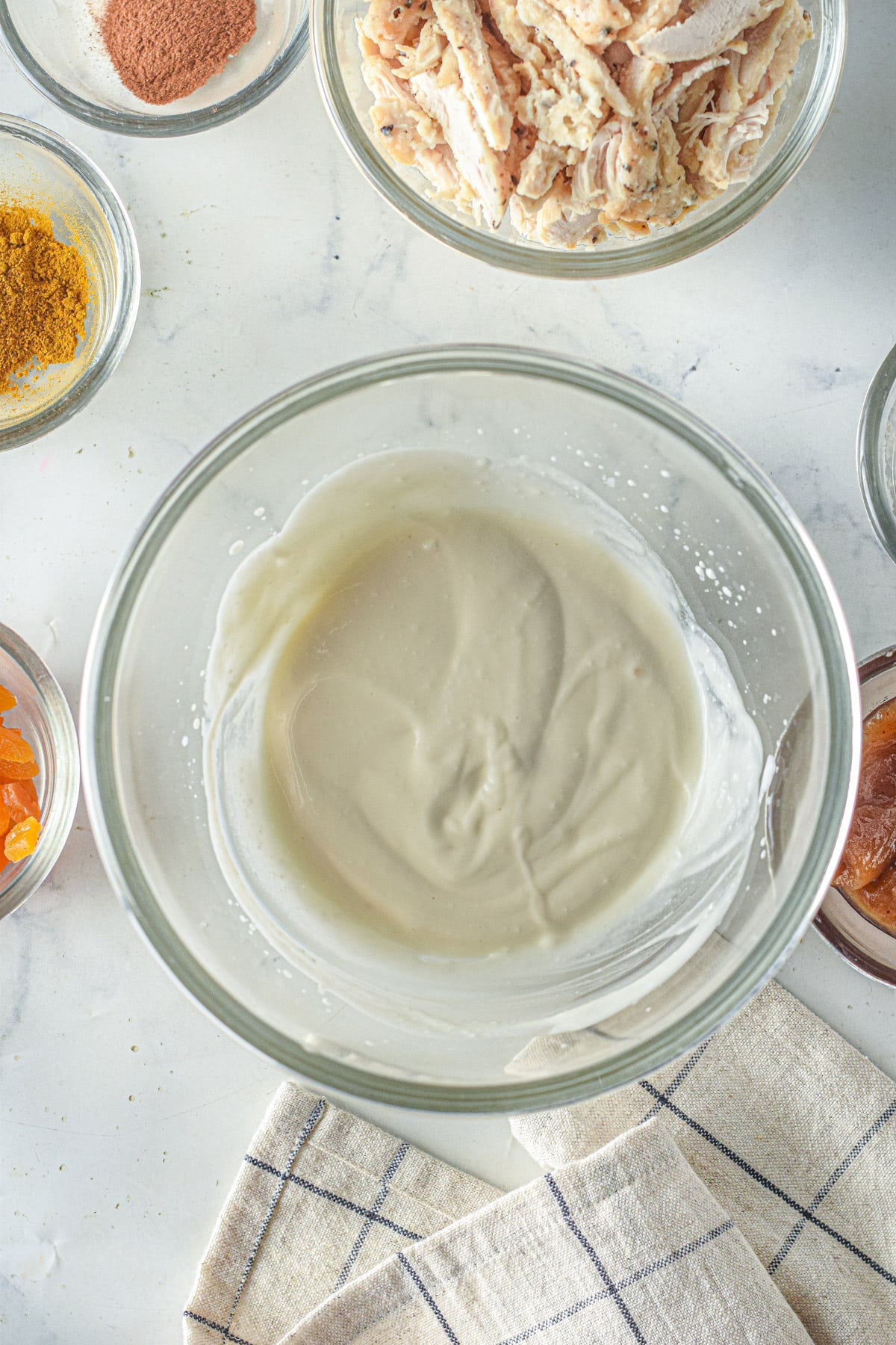 Mayonnaise and Greek yogurt in bowl