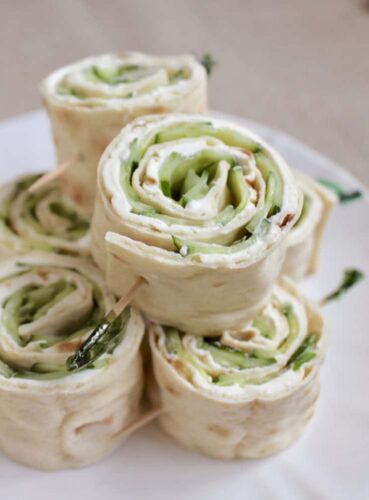 Cucumber and cream cheese rollups