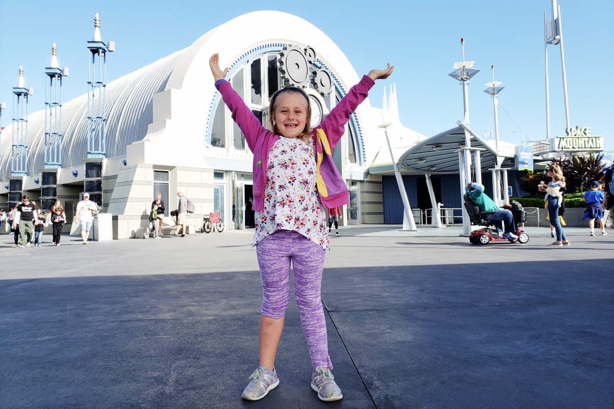 Keira in front of Space Mountain